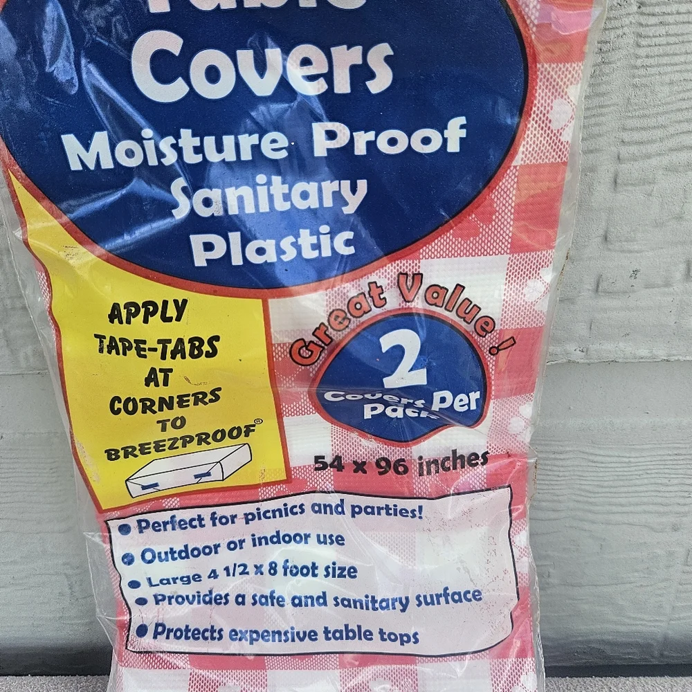VTG Breez Proof Table Covers Red Check Moisture Proof USA Made Sanitary Plastic